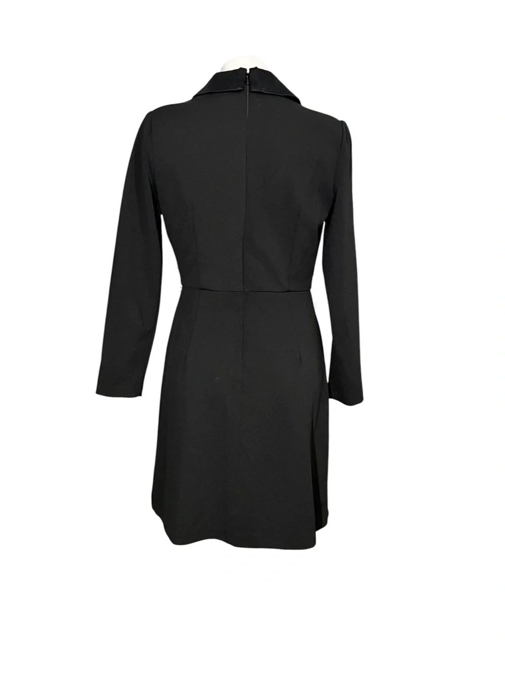 Adrianna Papell dress sz 6 Black Satin-Trim Faux Wrap tuxedo style office fall